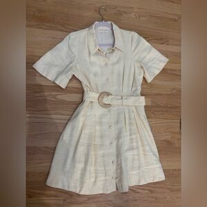 Cream Belted Dress